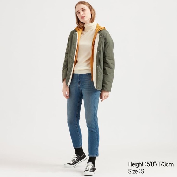 NWT Uniqlo Women’s Pile Lined Fleece Quilted Reversible Jacket Olive Green- M - Picture 9 of 9